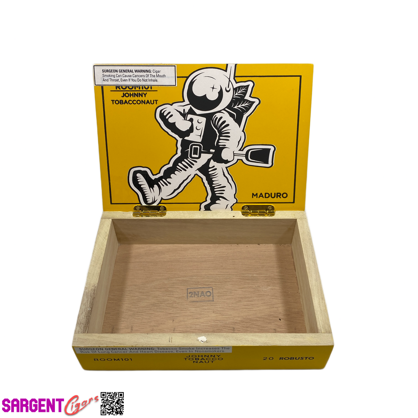 Room 101 Johnny Tobacconaut Maduro Robusto Empty Wooden Cigar Box 8.75x6x2.25