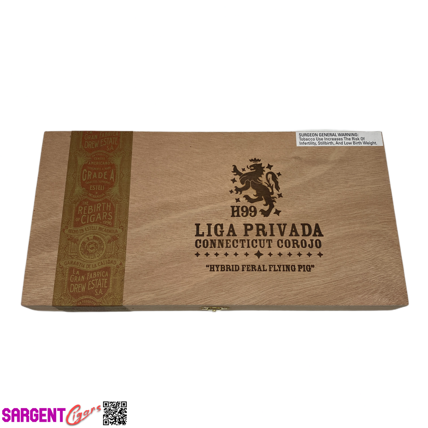 Liga Privada H99 Feral Flying Pig Empty Wooden Cigar Box 13.25x6.75x1.75