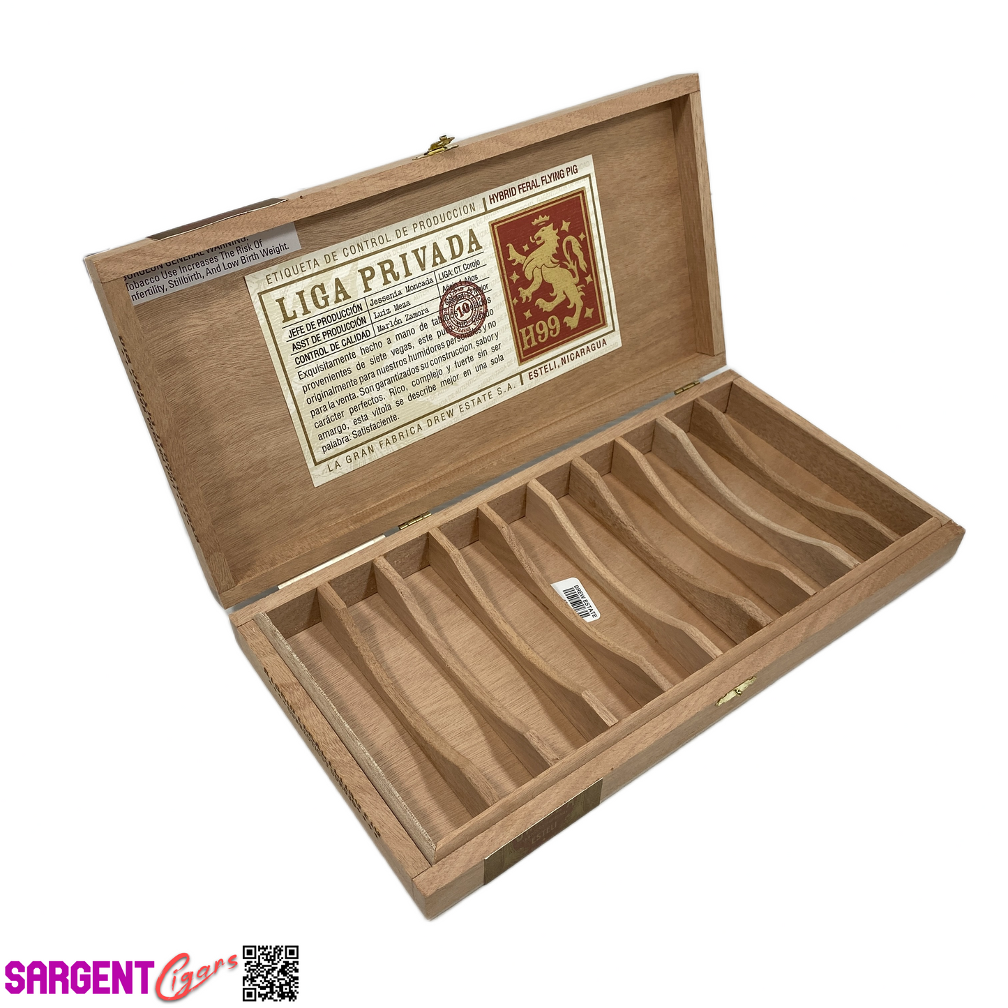 Liga Privada H99 Feral Flying Pig Empty Wooden Cigar Box 13.25x6.75x1.75