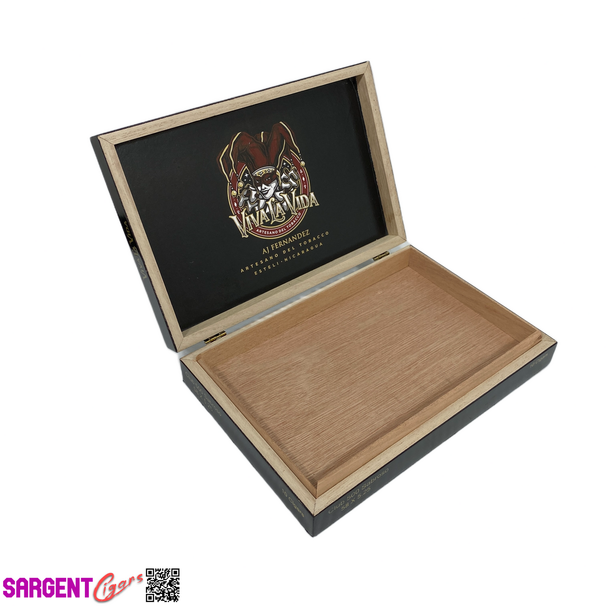 Viva La Vida Jester Sabroso Empty Wooden Cigar Box 10x6.5x1.75