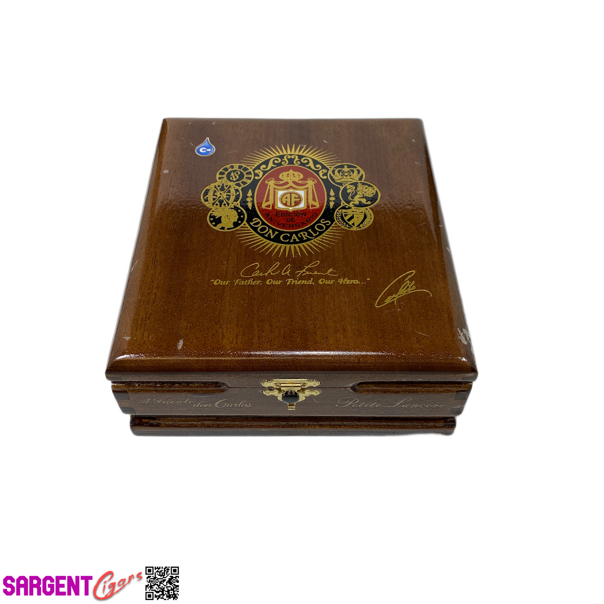 Arturo Fuente Don Carlos Petite Lancero Empty Wooden Cigar Box 6.25x7x2.5