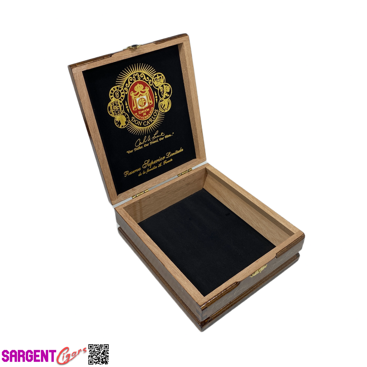 Arturo Fuente Don Carlos Petite Lancero Empty Wooden Cigar Box 6.25x7x2.5