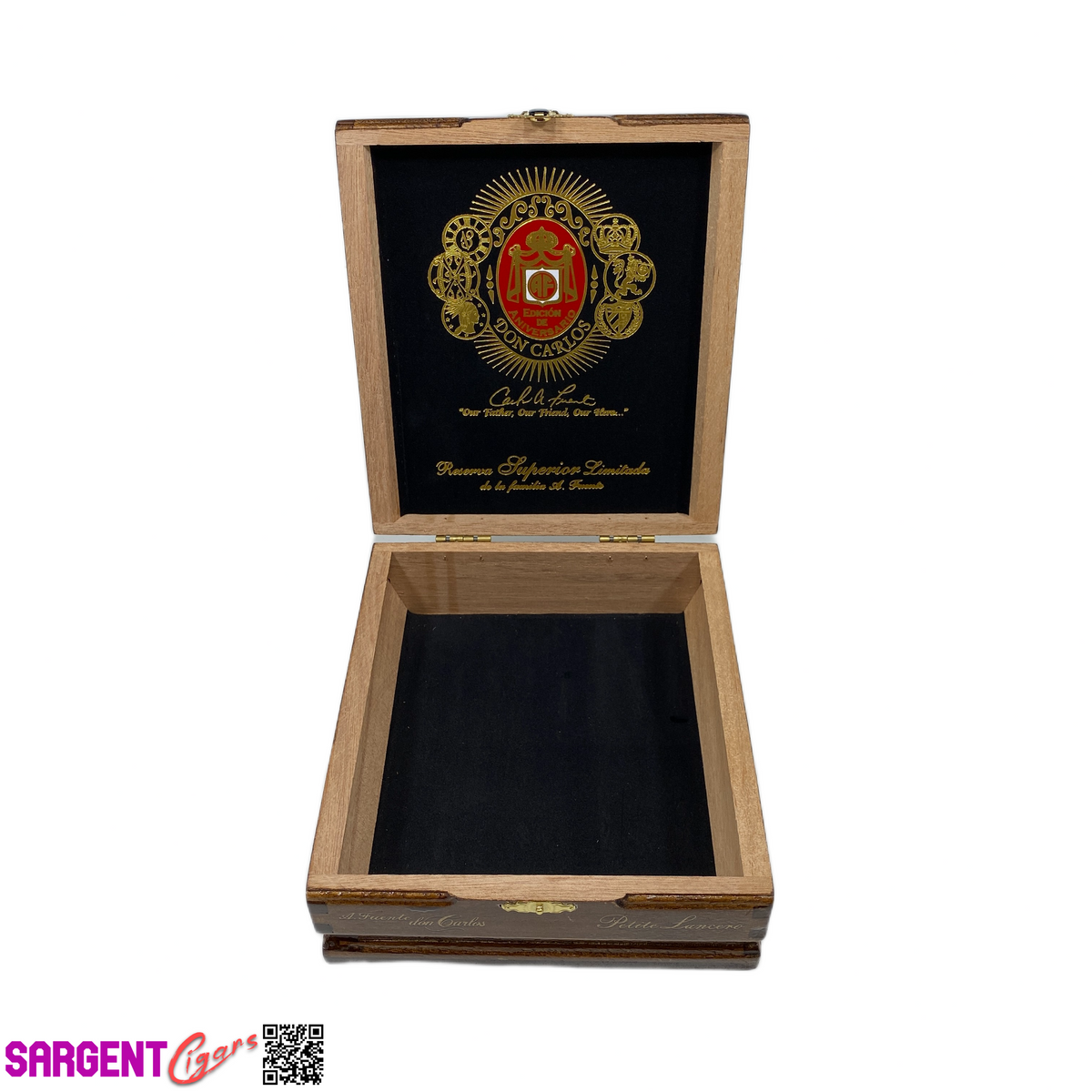 Arturo Fuente Don Carlos Petite Lancero Empty Wooden Cigar Box 6.25x7x2.5