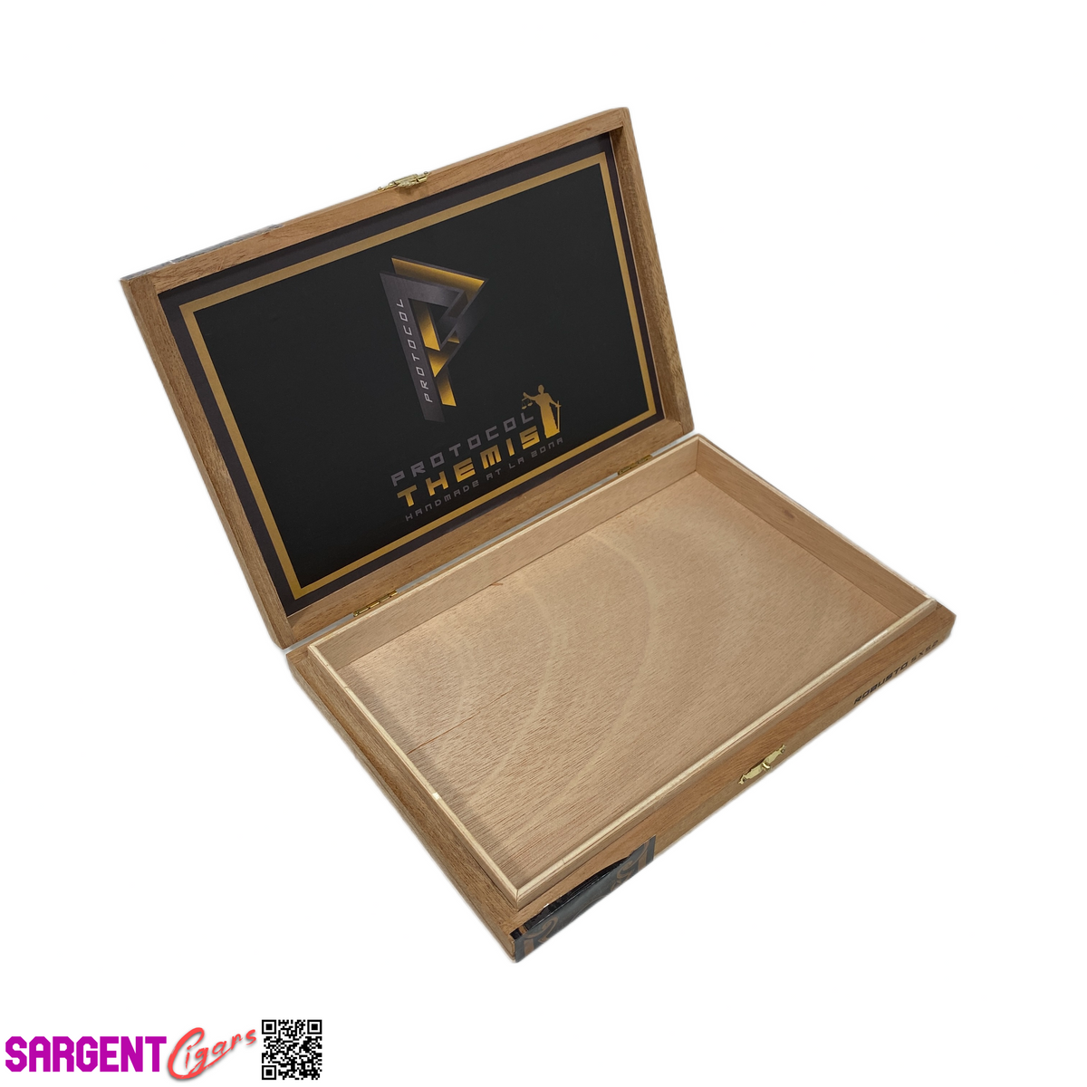 Protocol Themis Robusto Empty Wooden Cigar Box 8.75x6x1