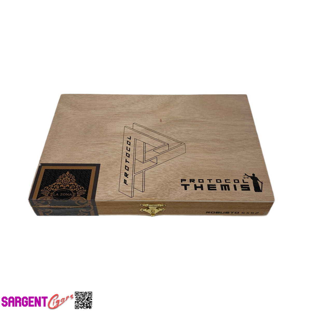 Protocol Themis Robusto Empty Wooden Cigar Box 8.75x6x1