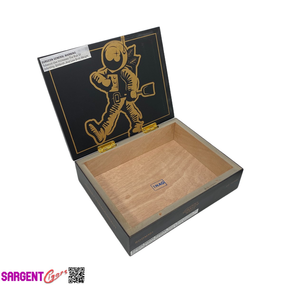 Room 101 Johnny Tobacconaut Toro Empty Wooden Cigar Box 9x7x2.5