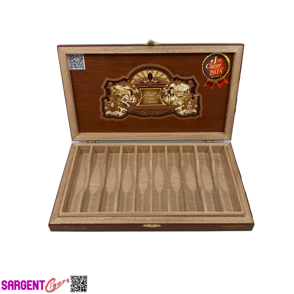 Ep Carrillo Encore Majestic Empty Wooden Cigar Box 11.5x7x1.5