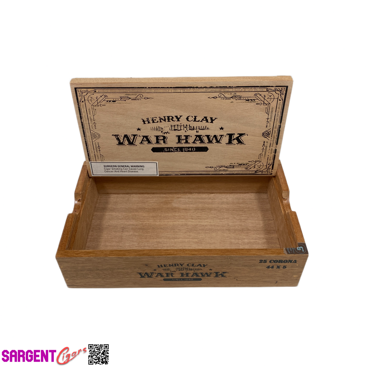 Henry Clay War Hawk Corona Empty Wooden Cigar Box 10x6x2.5