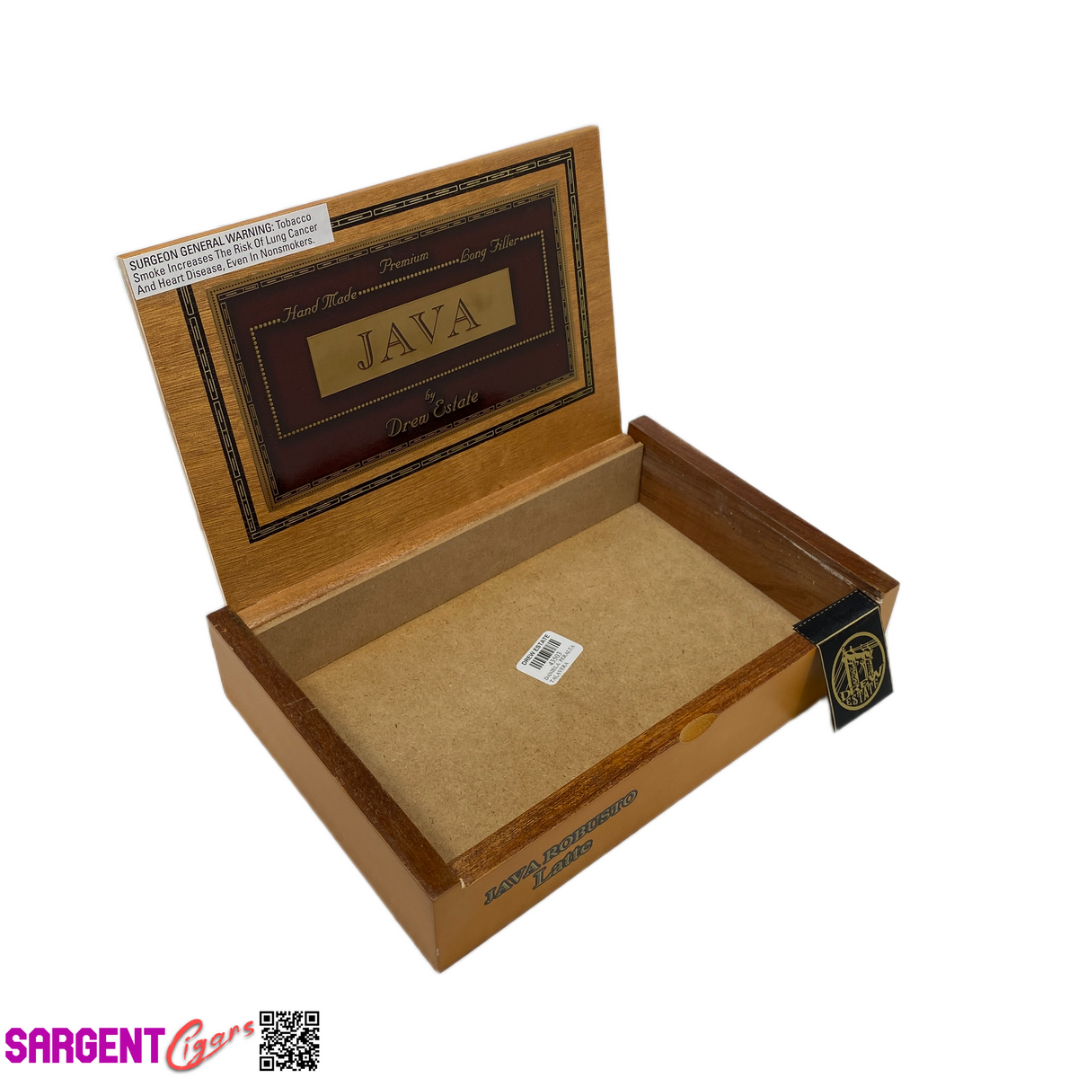 Java Latte Robusto Empty Wooden Cigar Box 10.25x6.75x2