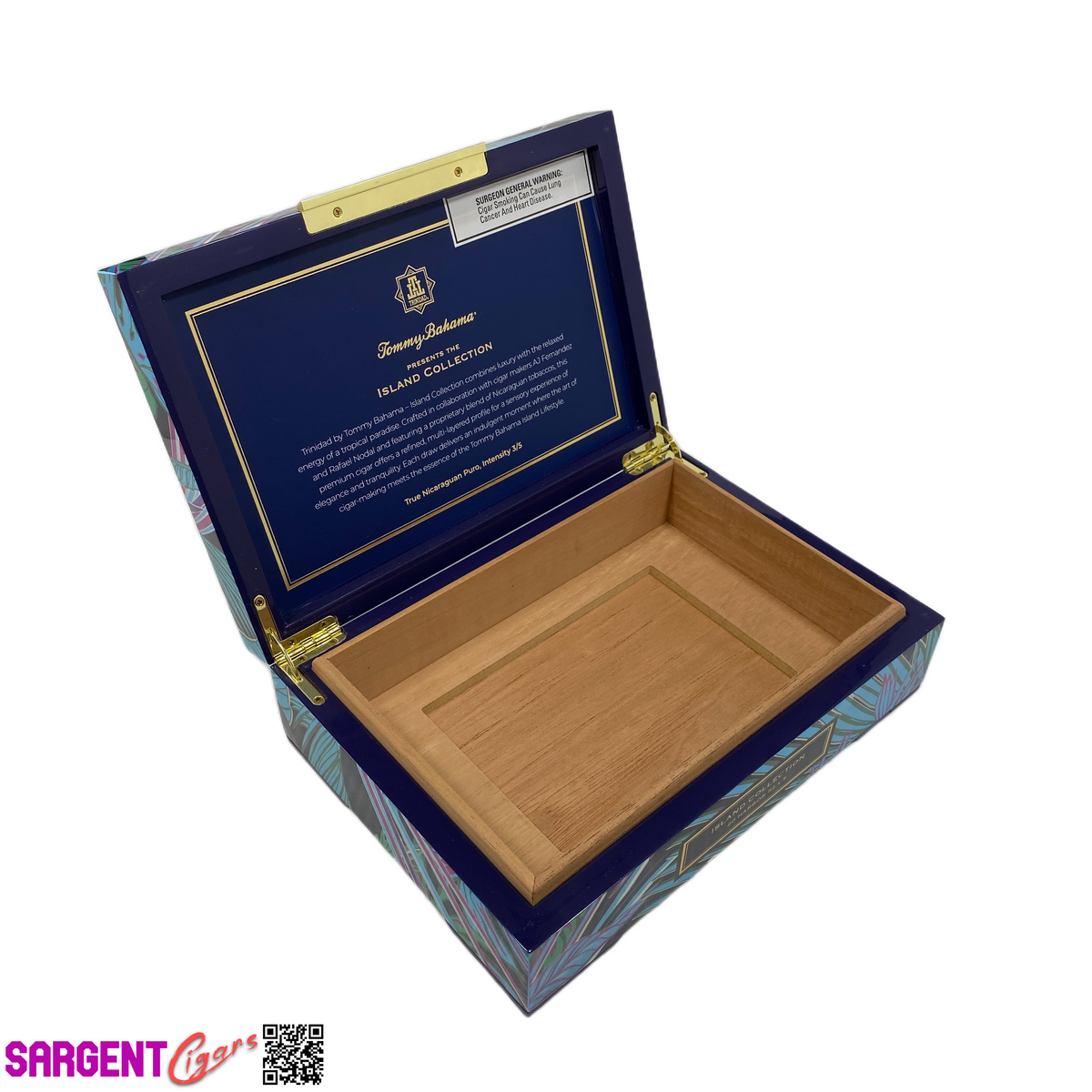 Tommy Bahama Island Collection Harbor Empty Wooden Cigar Box 9.5x6.75x2.75