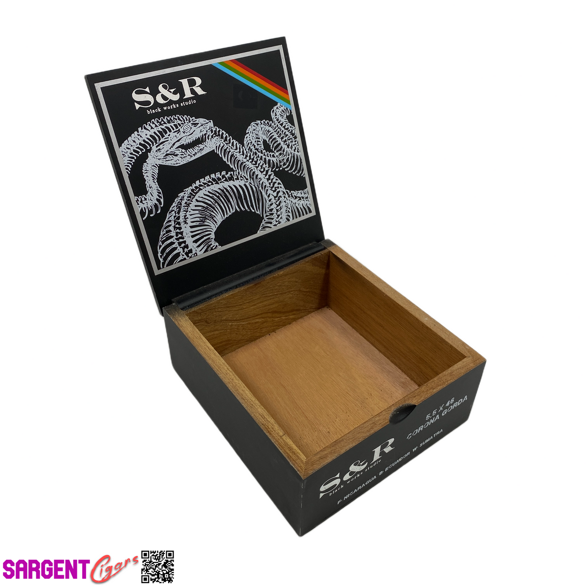 S & R Corona Gorda Empty Wooden Cigar Box 6x6.5x2.75