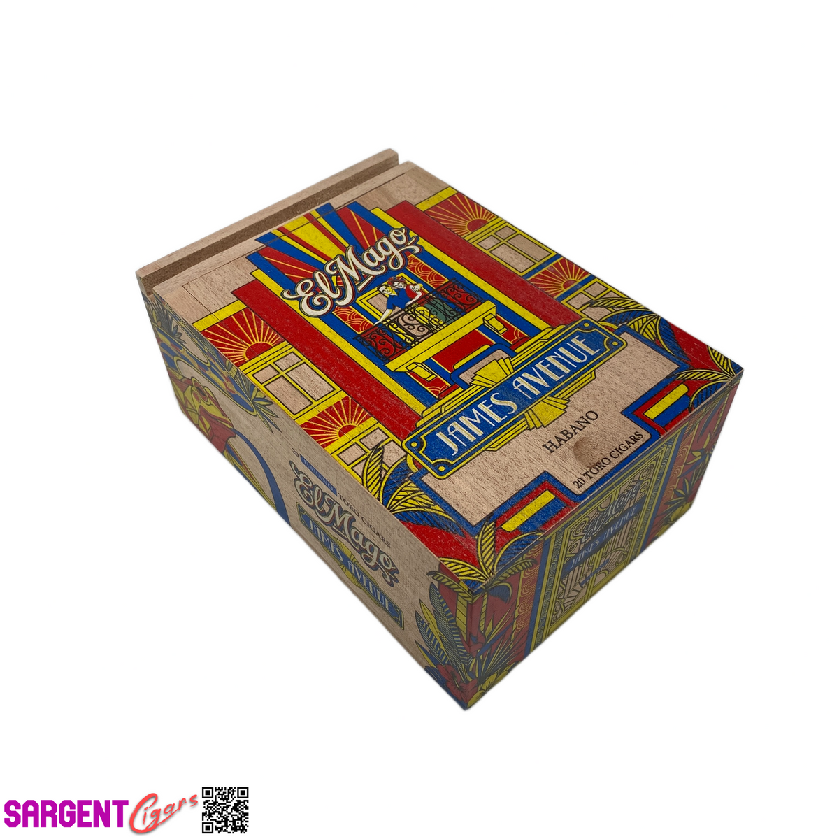 El Mago James Avenue Hab Toro Empty Wooden Cigar Box 5x7.5x3.25