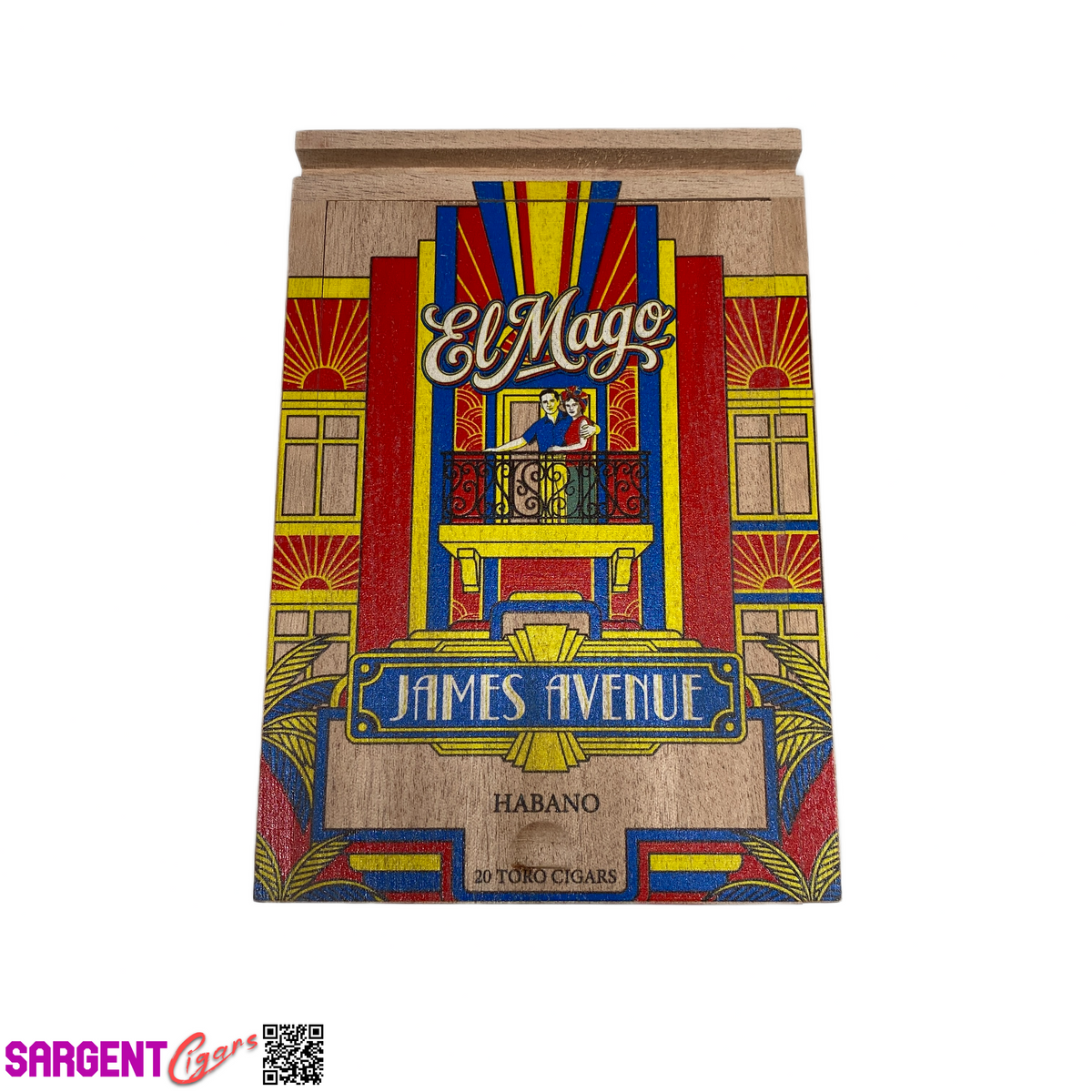 El Mago James Avenue Hab Toro Empty Wooden Cigar Box 5x7.5x3.25