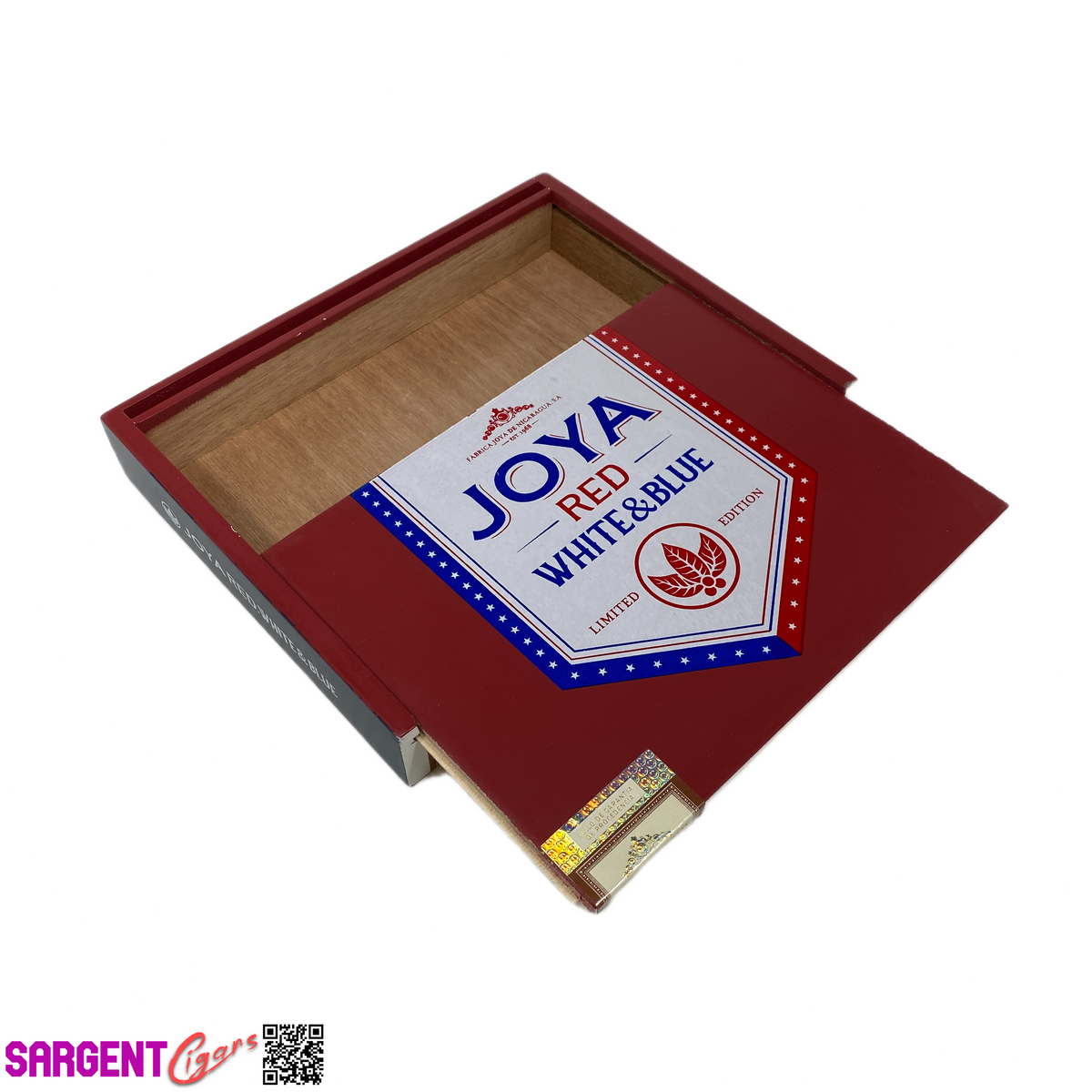 Joya De Nicaragua Red White Blue Empty Wooden Cigar Box 9x7x1.25