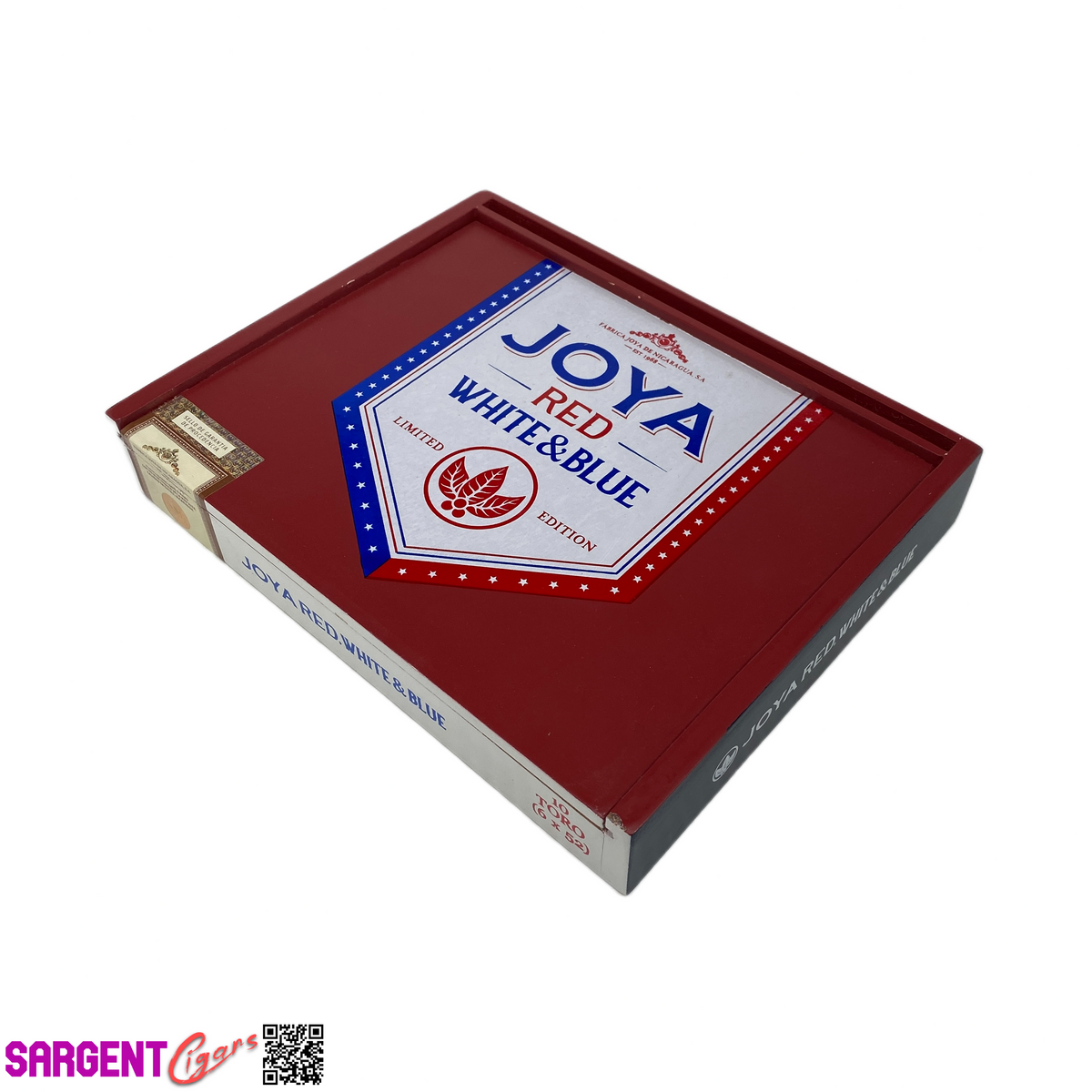 Joya De Nicaragua Red White Blue Empty Wooden Cigar Box 9x7x1.25