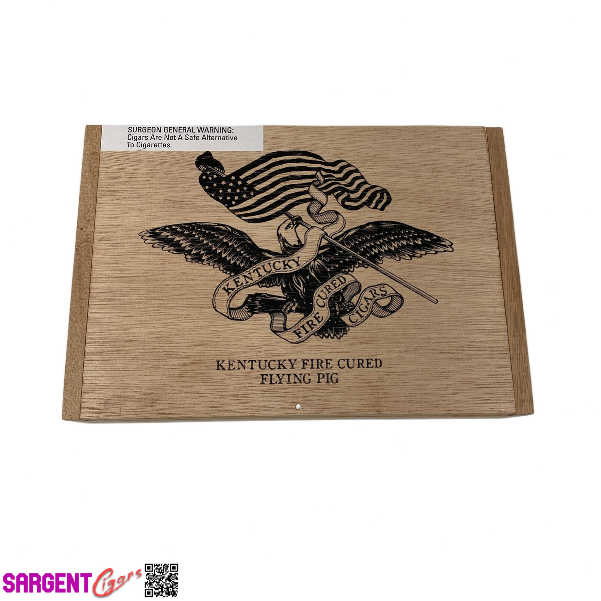 Kentucky Fire Cured Flying Pig Empty Wooden Cigar Box 9.25x6.5x1.75
