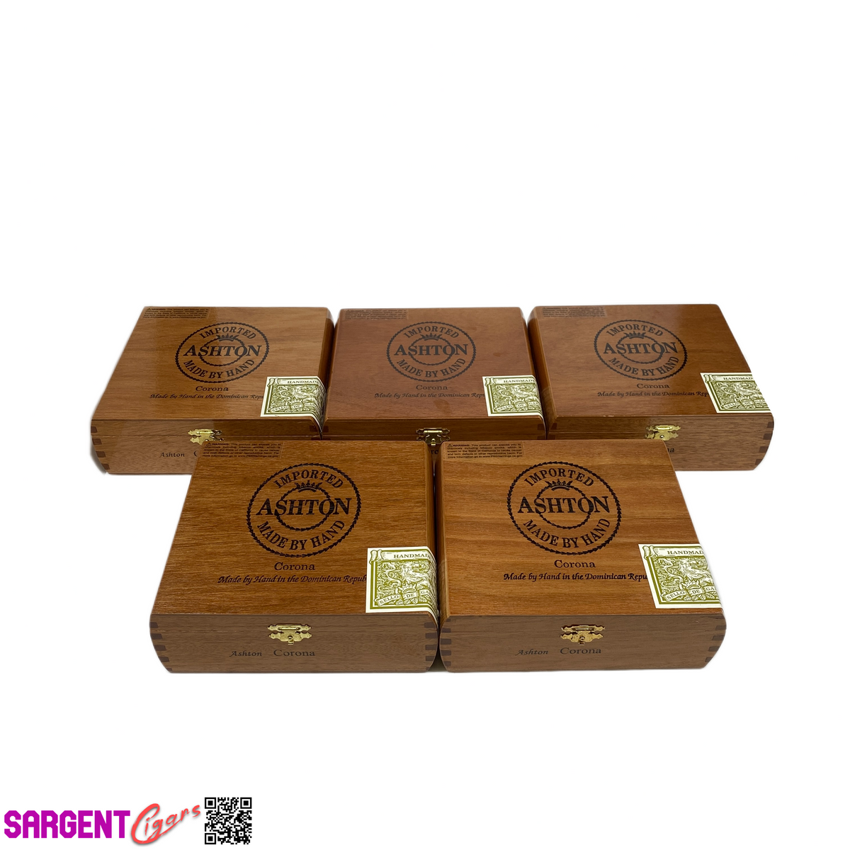 Lot of 5 Ashton Classic Corona Empty Wooden Cigar Boxes 7x6.25x2.25 #2