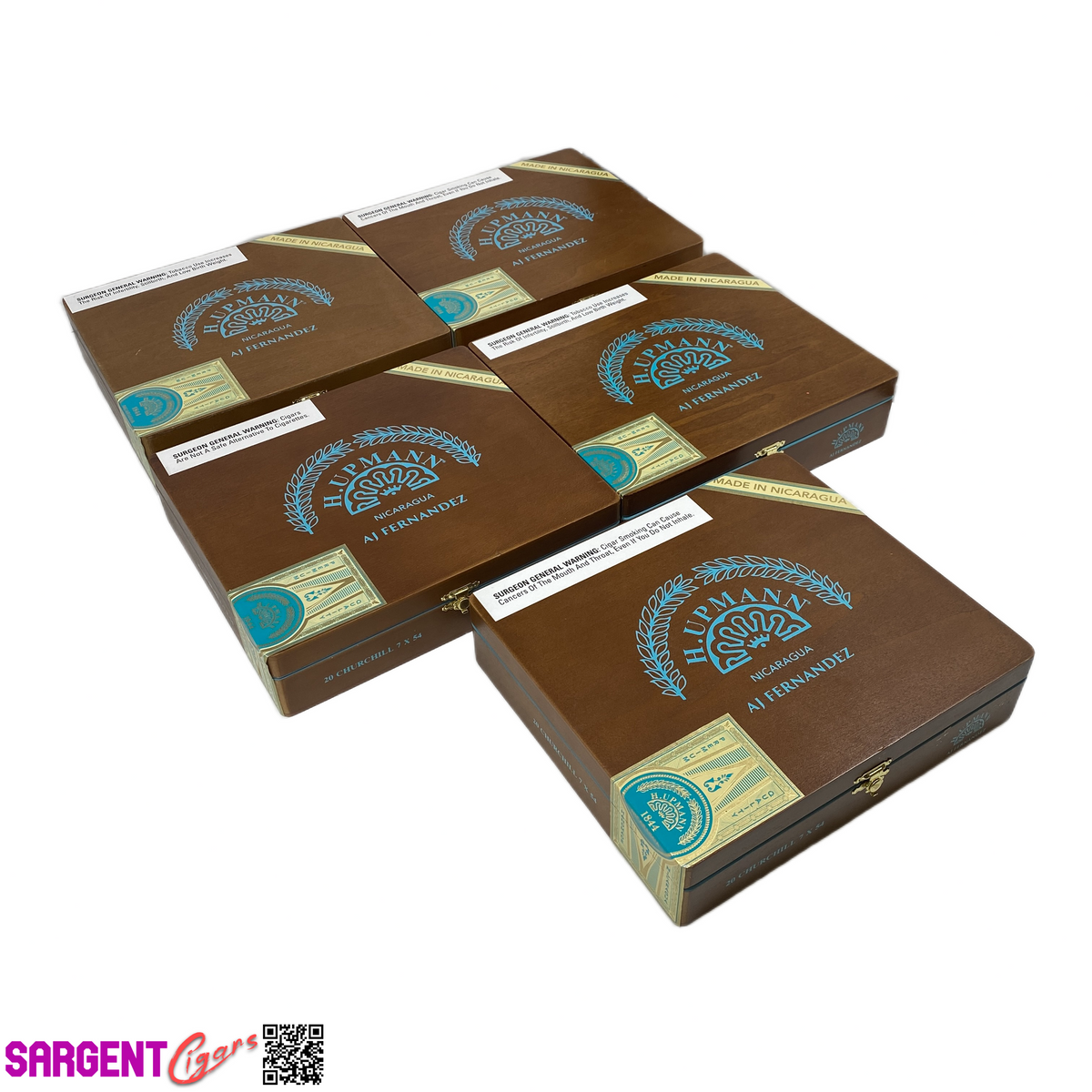 Lot of 5 H Upmann Nicaragua Churchill Empty Wooden Cigar Boxes 9.5x8.25x2 #5