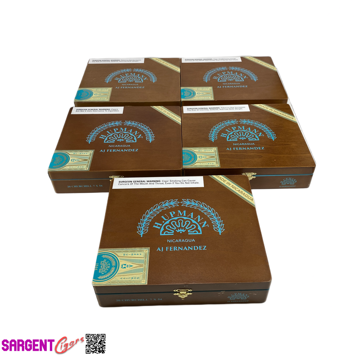 Lot of 5 H Upmann Nicaragua Churchill Empty Wooden Cigar Boxes 9.5x8.25x2 #5