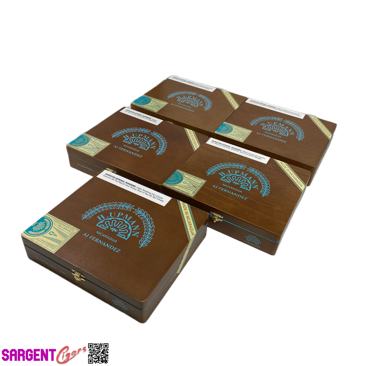 Lot of 5 H Upmann Nicaragua Churchill Empty Wooden Cigar Boxes 9.5x8.25x2 #5