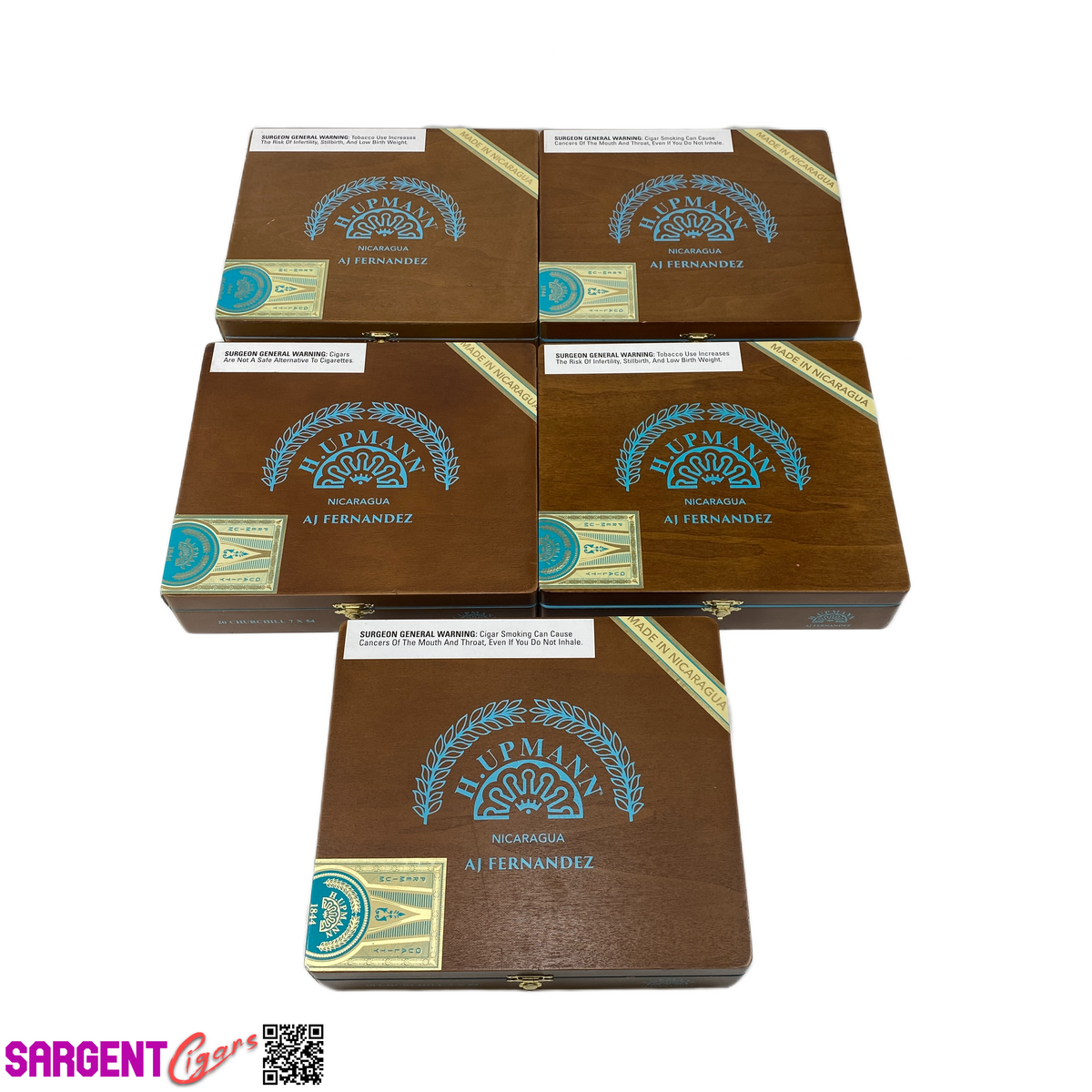 Lot of 5 H Upmann Nicaragua Churchill Empty Wooden Cigar Boxes 9.5x8.25x2 #5