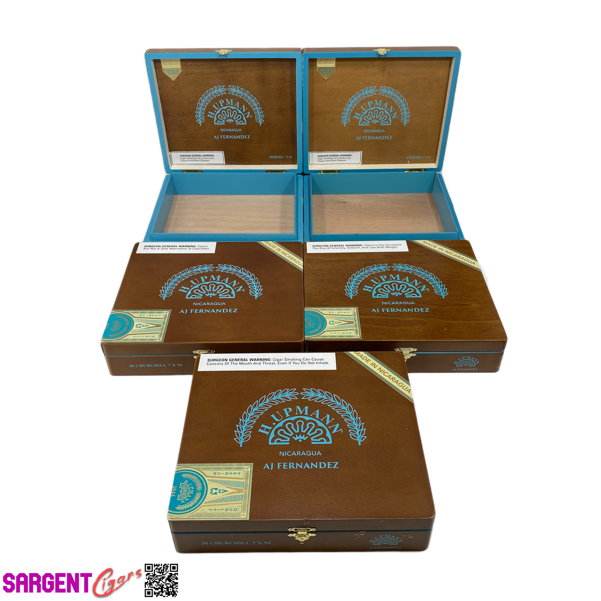 Lot of 5 H Upmann Nicaragua Churchill Empty Wooden Cigar Boxes 9.5x8.25x2 #5