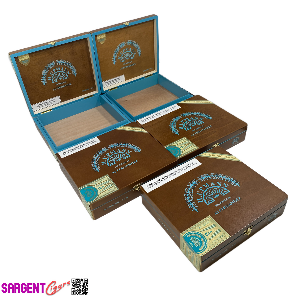 Lot of 5 H Upmann Nicaragua Churchill Empty Wooden Cigar Boxes 9.5x8.25x2 #5