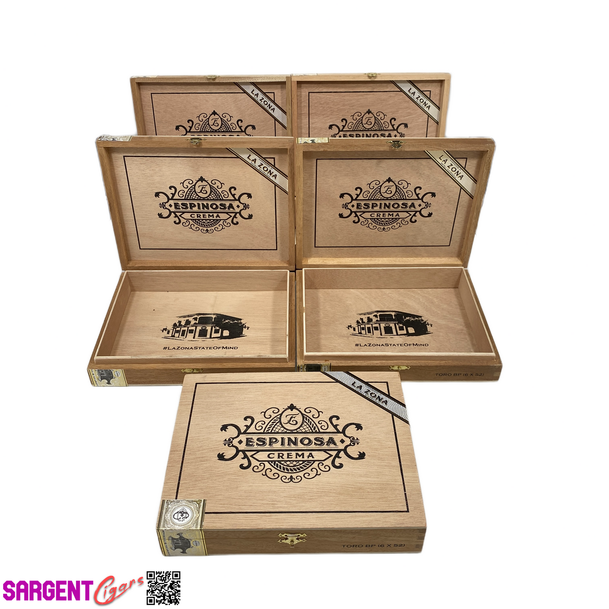 Lot of 5 Espinosa Crema Toro Empty Wooden Cigar Boxes 8.75x7x1.75 #21