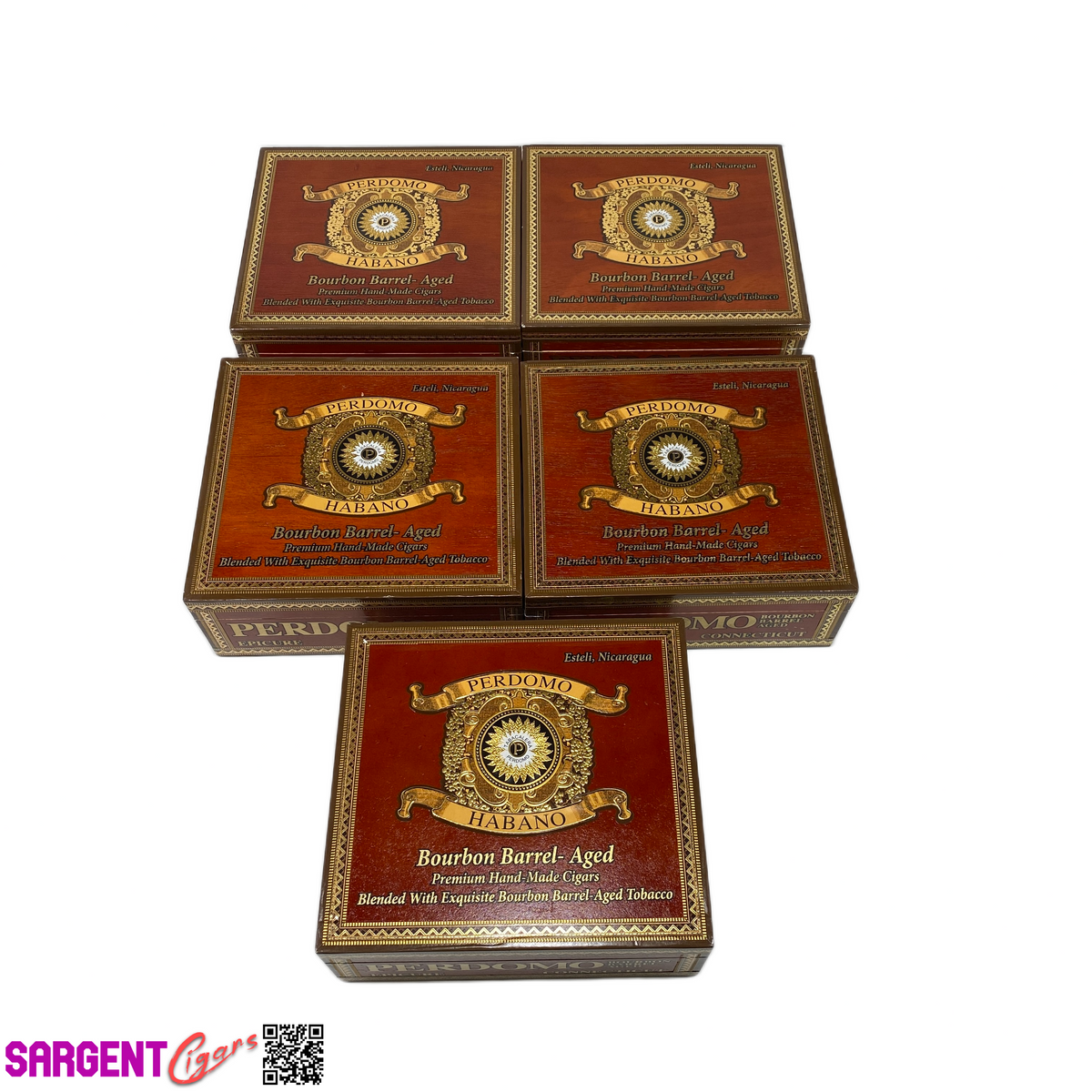 Lot of 5 Perdomo BBA Conn Epicure Empty Wooden Cigar Boxes 7.75x7x3 #23