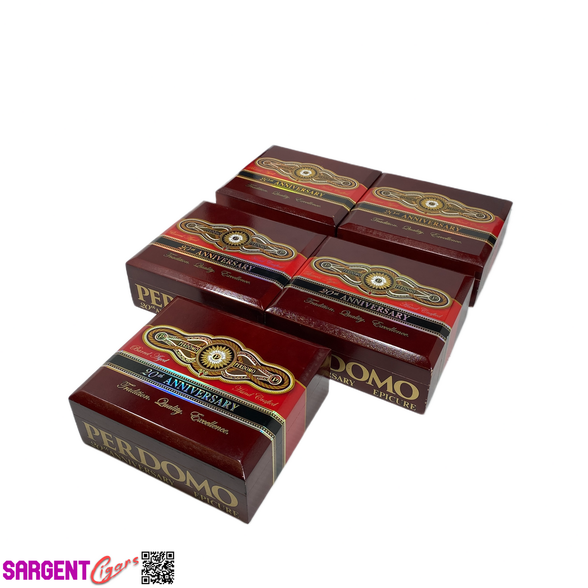 Lot of 5 Perdomo 20th Sun Grown Epicure Empty Wooden Cigar Boxes 8x7x3 #24