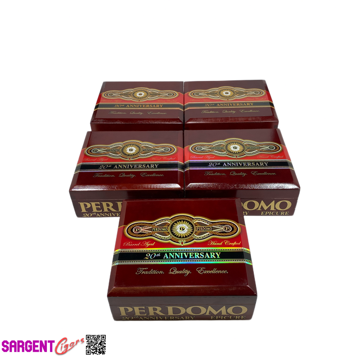 Lot of 5 Perdomo 20th Sun Grown Epicure Empty Wooden Cigar Boxes 8x7x3 #24