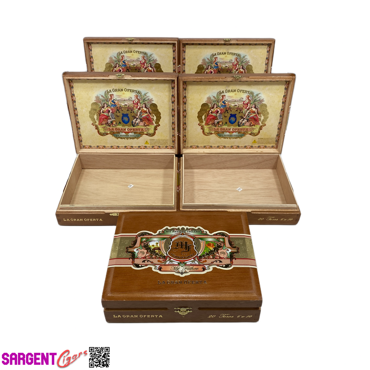 Lot of 5 My Father Cigars Oferta Toro Empty Wooden Cigar Boxes 8.75x7x2 #30