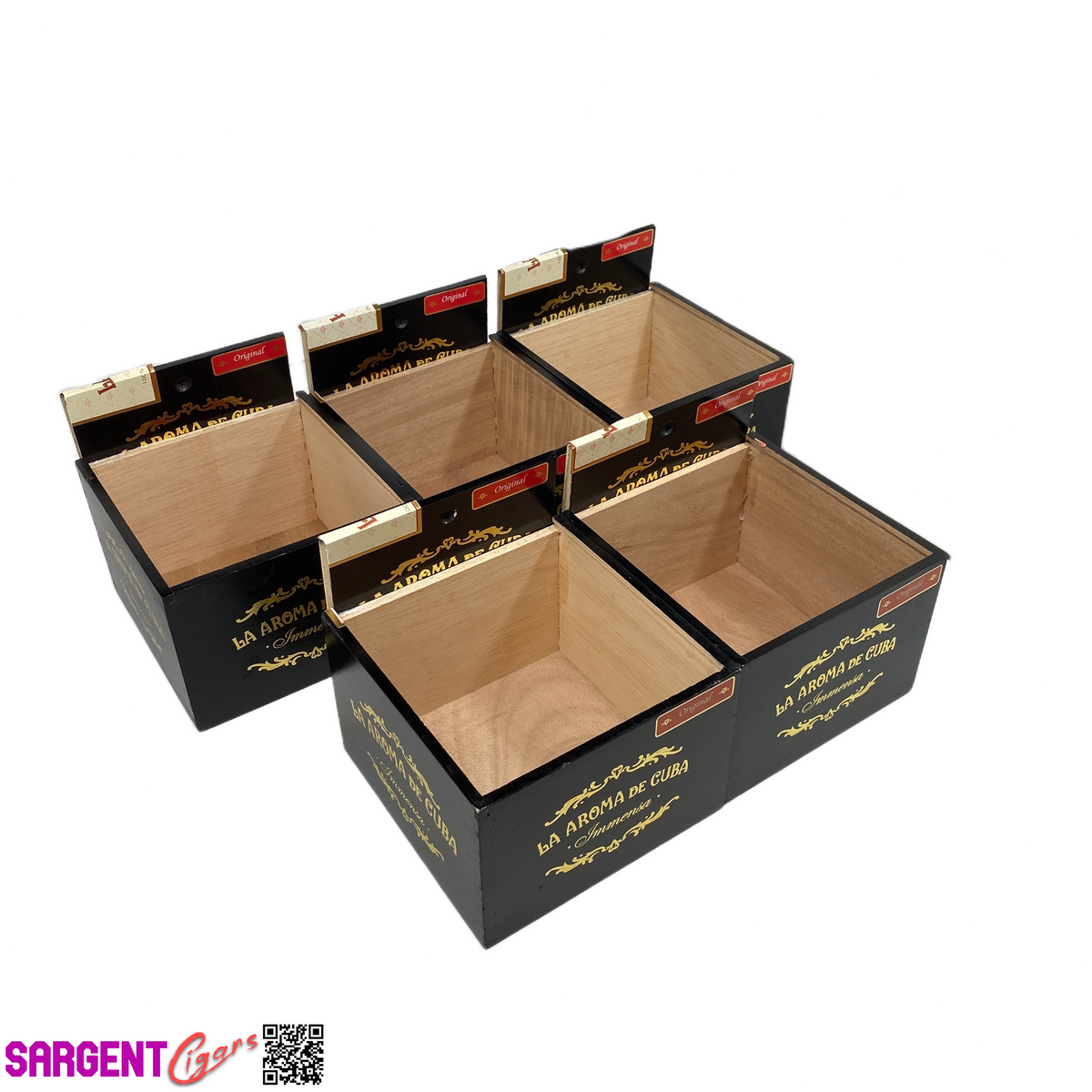 Lot of 5 La Aroma Immensa Empty Wooden Cigar Boxes 6.25x6.5x4.25 #36