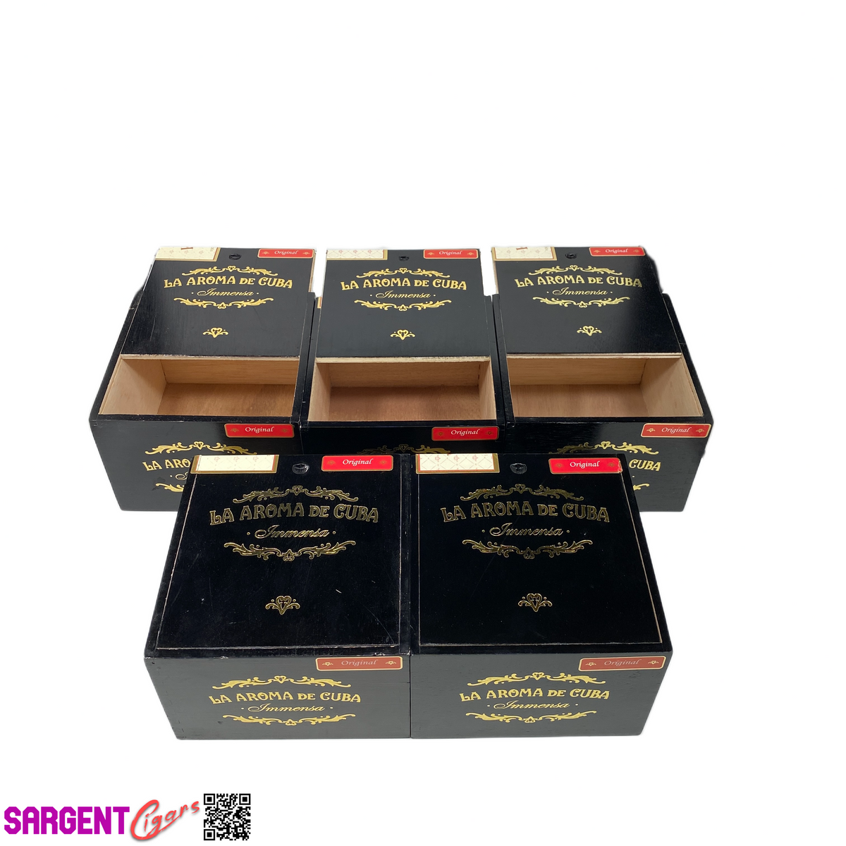 Lot of 5 La Aroma Immensa Empty Wooden Cigar Boxes 6.25x6.5x4.25 #36