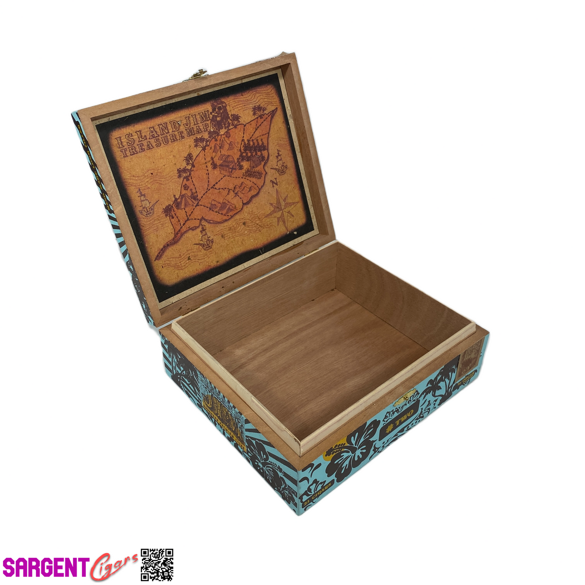 Island Jim 2 San Andres Empty Wooden Cigar Box 8.5x7.5x3