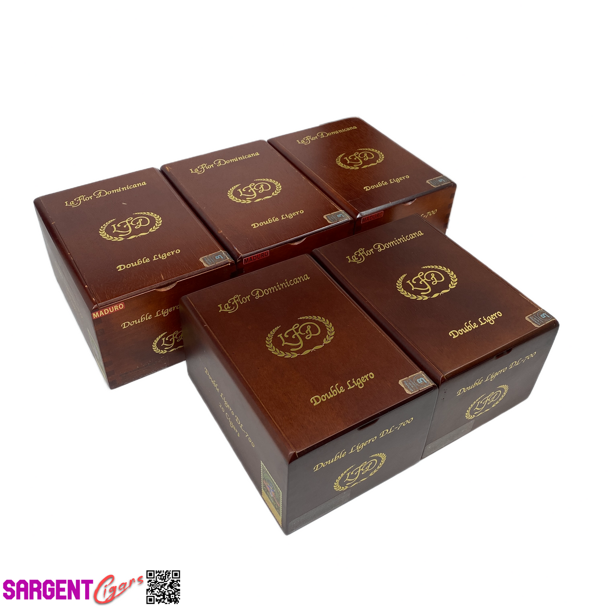 Lot of 5 LFD Double Ligero DL700 Empty Wooden Cigar Boxes 5.25x7.5x4 #128