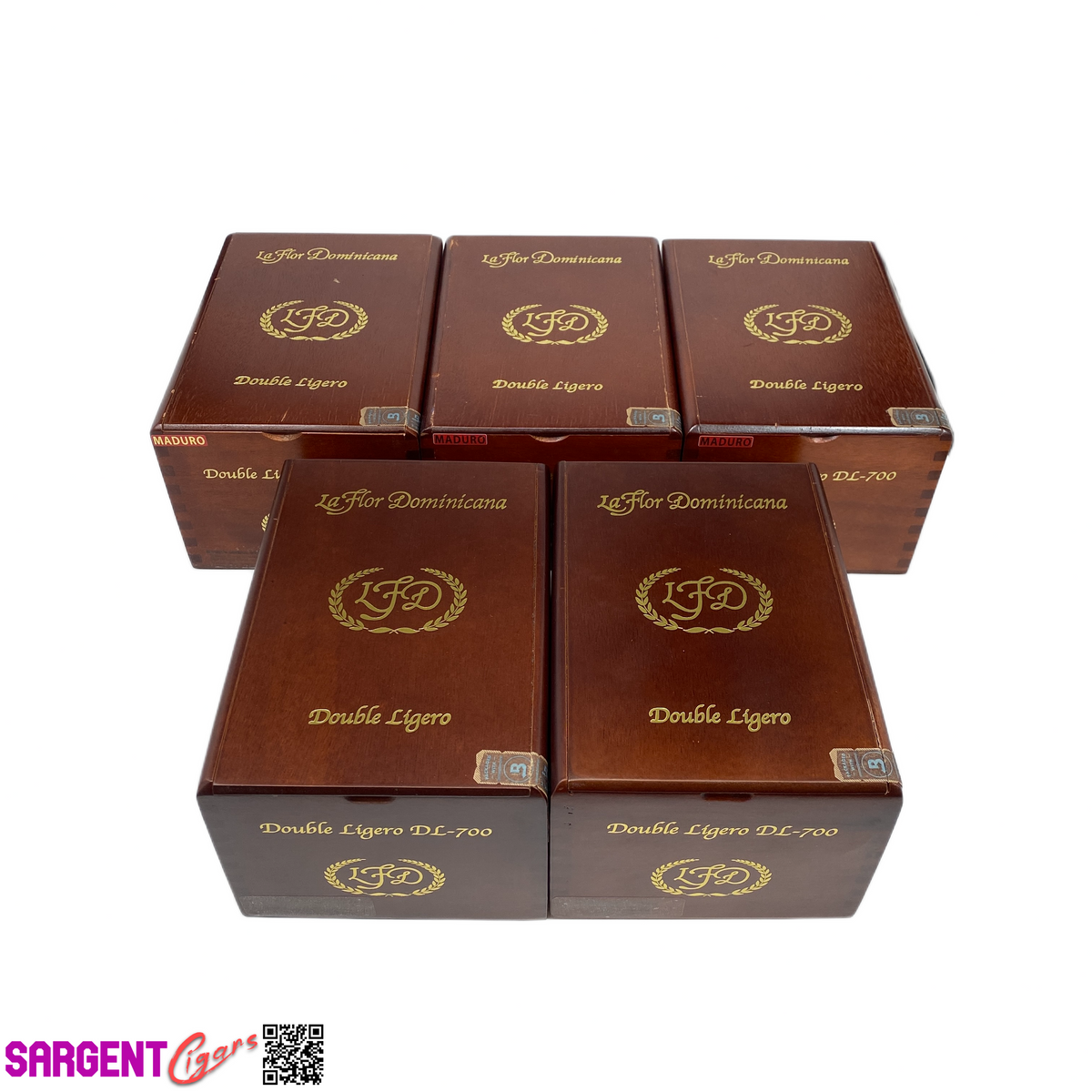 Lot of 5 LFD Double Ligero DL700 Empty Wooden Cigar Boxes 5.25x7.5x4 #128