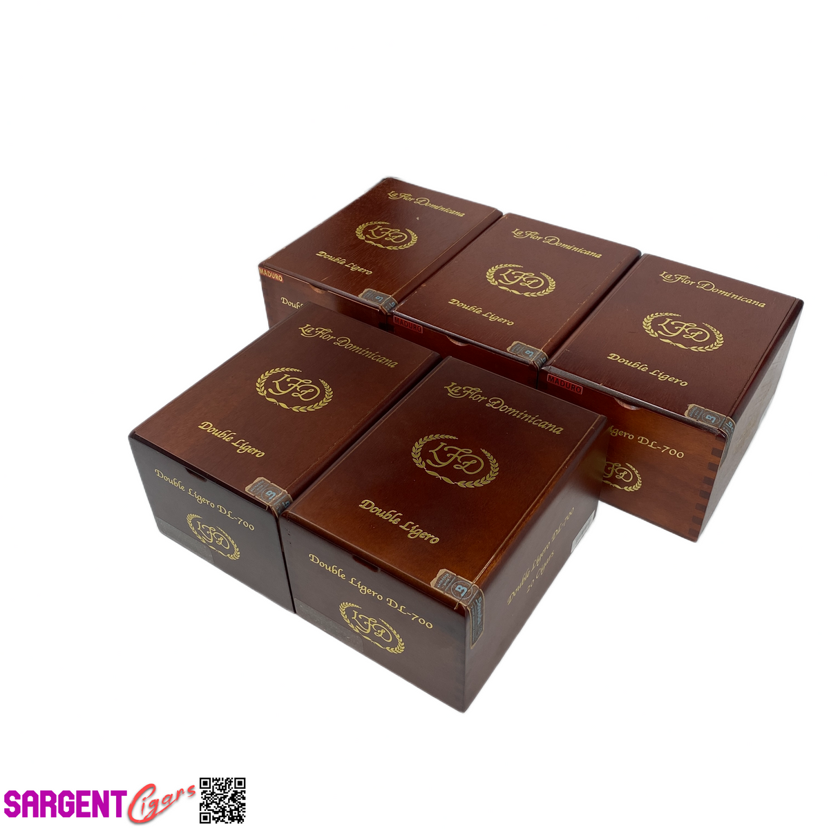 Lot of 5 LFD Double Ligero DL700 Empty Wooden Cigar Boxes 5.25x7.5x4 #128