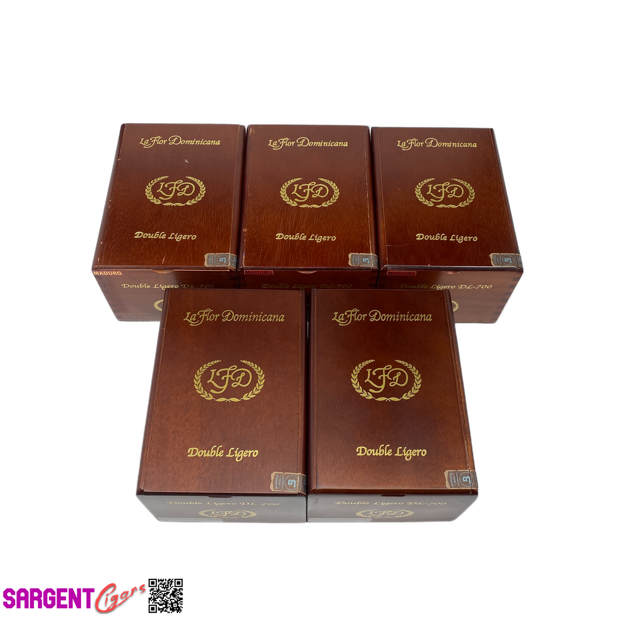 Lot of 5 LFD Double Ligero DL700 Empty Wooden Cigar Boxes 5.25x7.5x4 #128