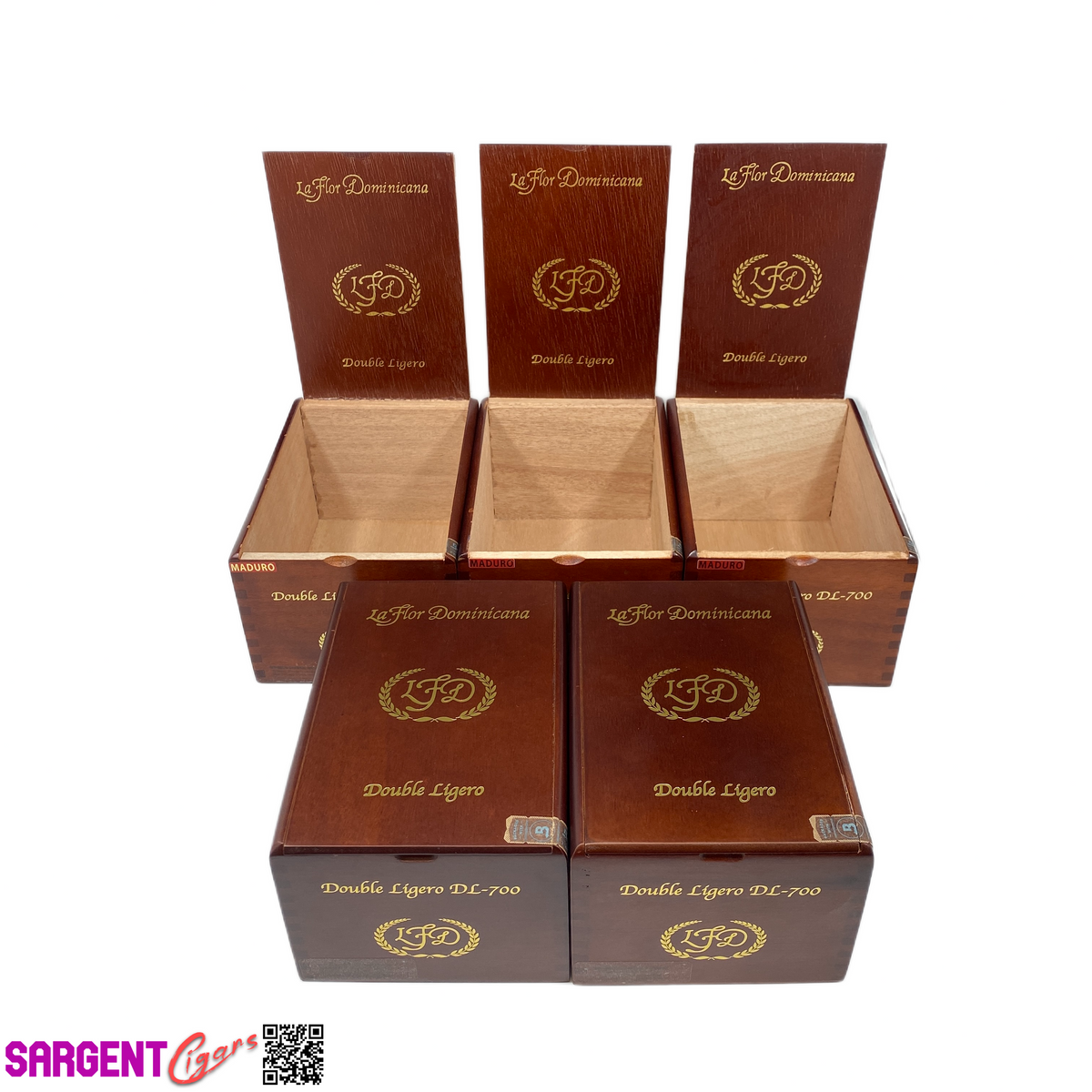 Lot of 5 LFD Double Ligero DL700 Empty Wooden Cigar Boxes 5.25x7.5x4 #128