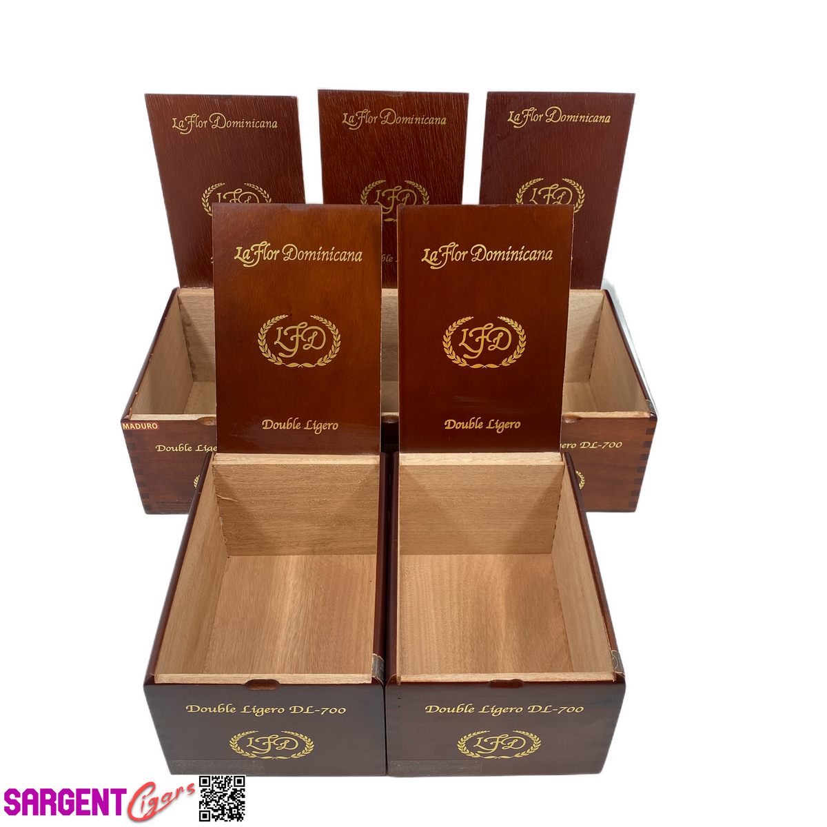 Lot of 5 LFD Double Ligero DL700 Empty Wooden Cigar Boxes 5.25x7.5x4 #128