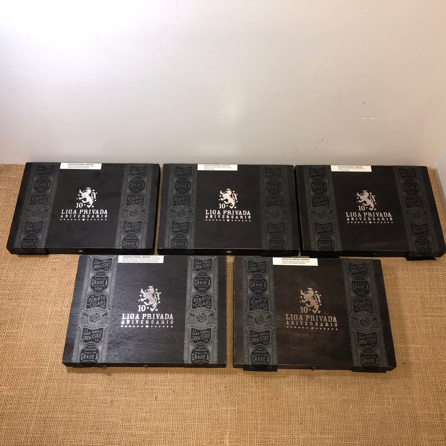 Lot of 5 Liga Privada Toro Empty Wooden Cigar Boxes 11.5x8x1 #63