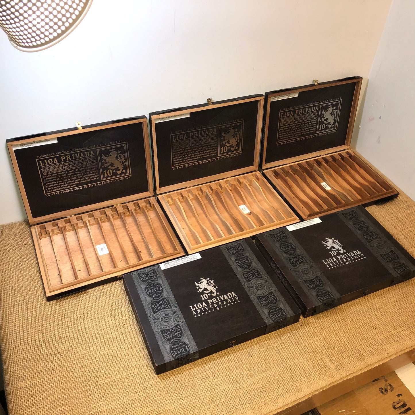 Lot of 5 Liga Privada Toro Empty Wooden Cigar Boxes 11.5x8x1 #63