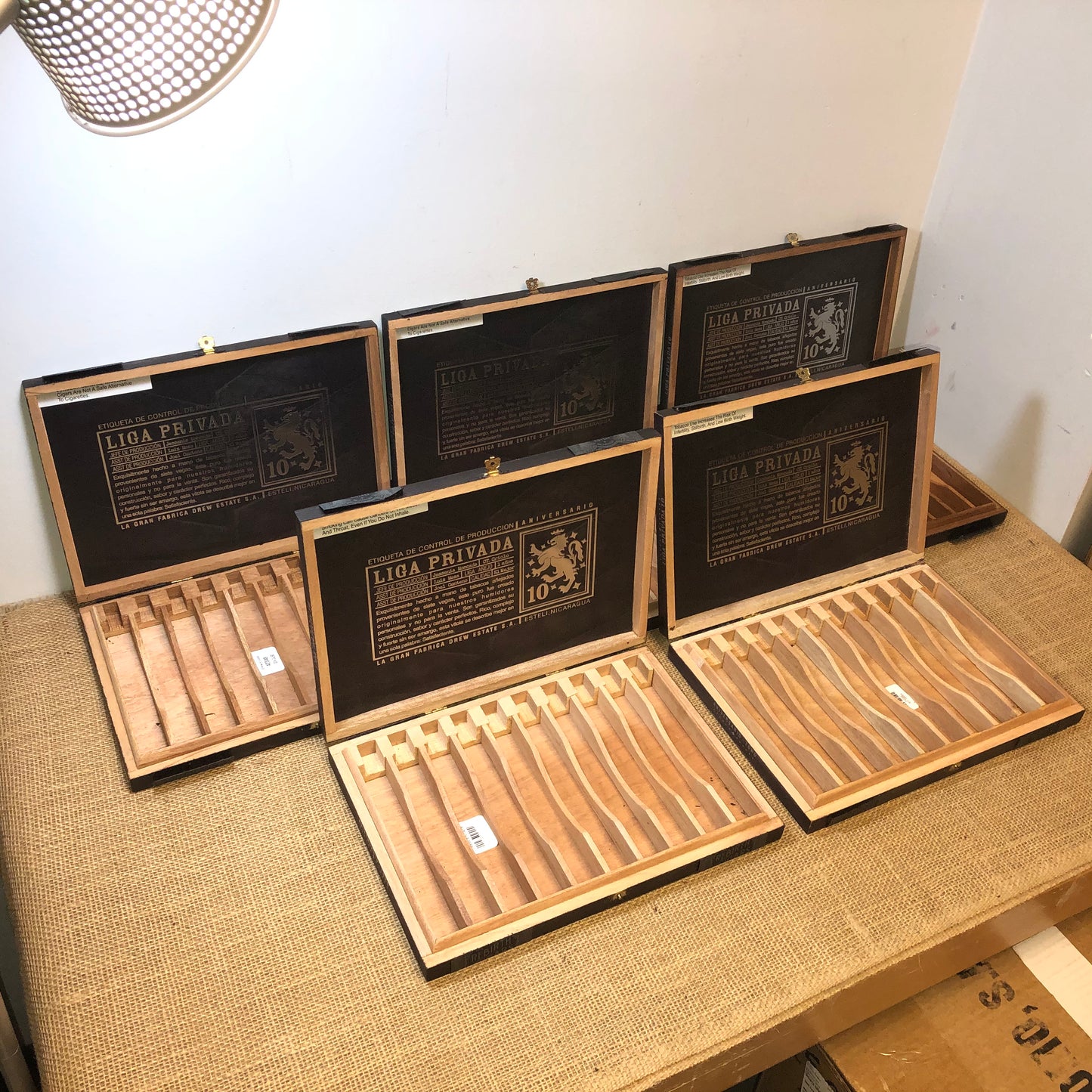 Lot of 5 Liga Privada Toro Empty Wooden Cigar Boxes 11.5x8x1 #63